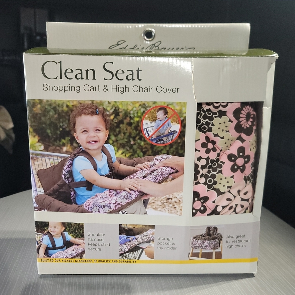 Eddie Bauer Pink and Brown Floral Clean Seat‎ Shopping Cart and High Chair Cover